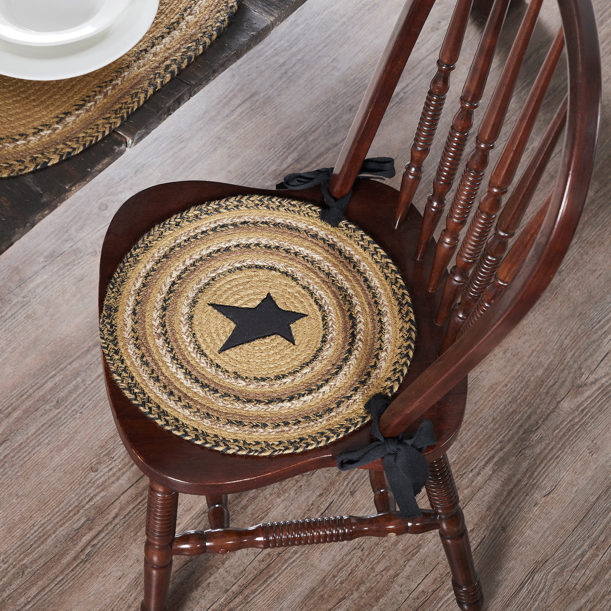 Kettle Grove 15 Inch Applique Star Jute Chair Pad