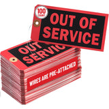 13pt Out of Service Tag w/ Wire Hanger Set of 100 6.22x3.15