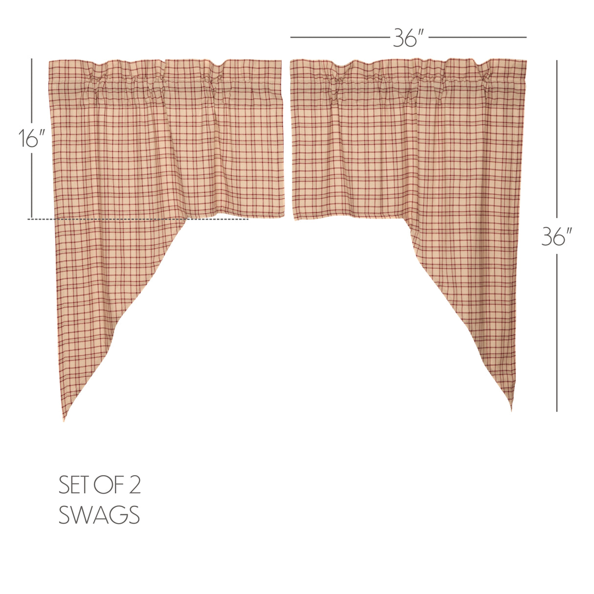 Tacoma 4 PC Creme Curtain Set (2 Swag 36x16 and 2 Tier 24x36)