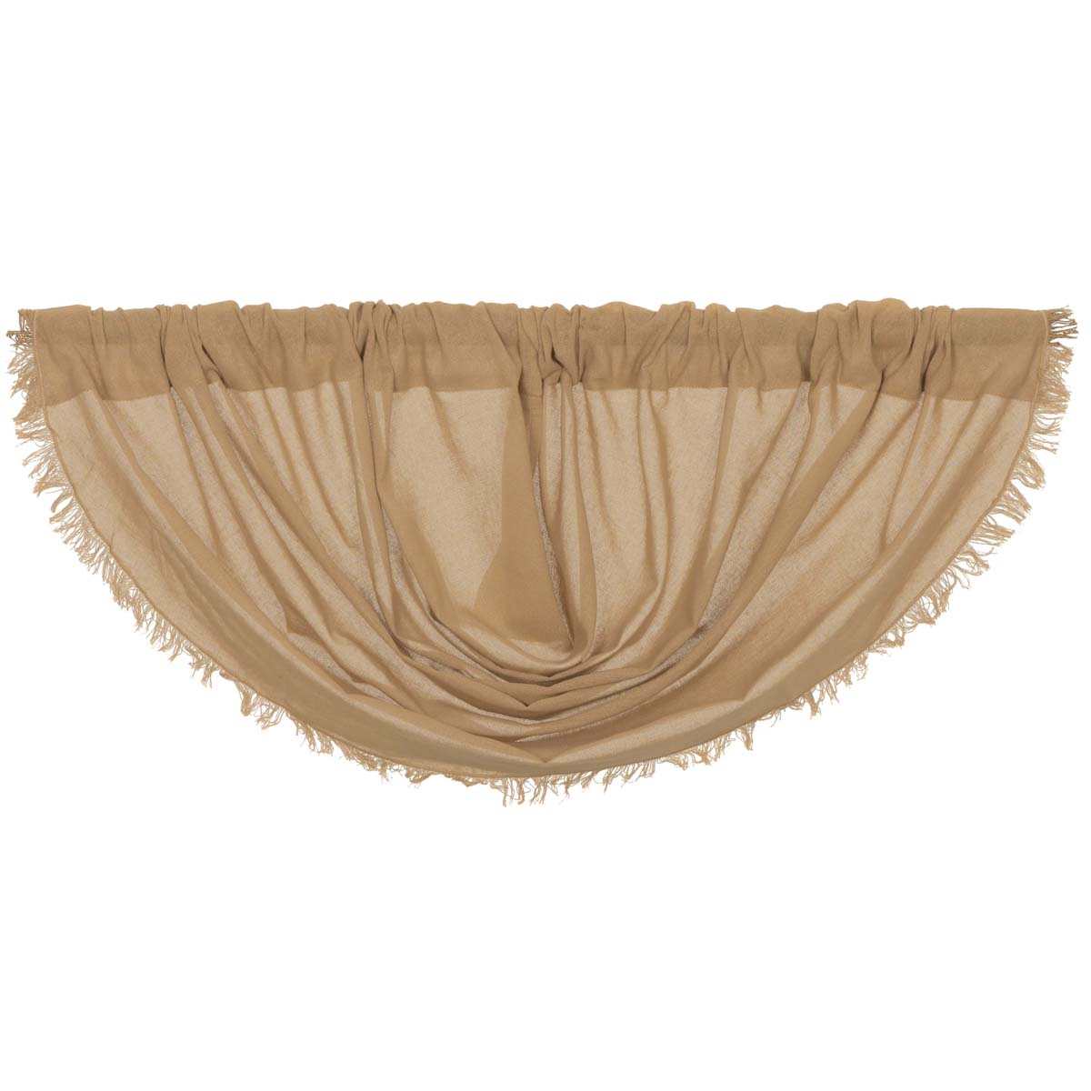 Tobacco Cloth Khaki Balloon Valance Fringed 15x60