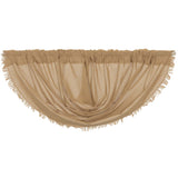 Tobacco Cloth Khaki Balloon Valance Fringed 15x60