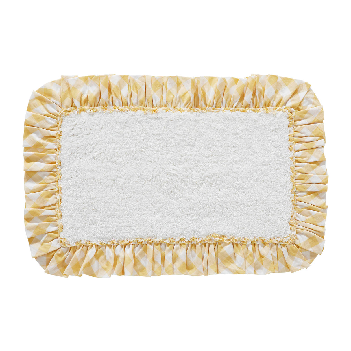 VHC Brands Annie Buffalo Check Cornsilk Yellow 2pc Bathhmat Set, 20x30 and 27x48
