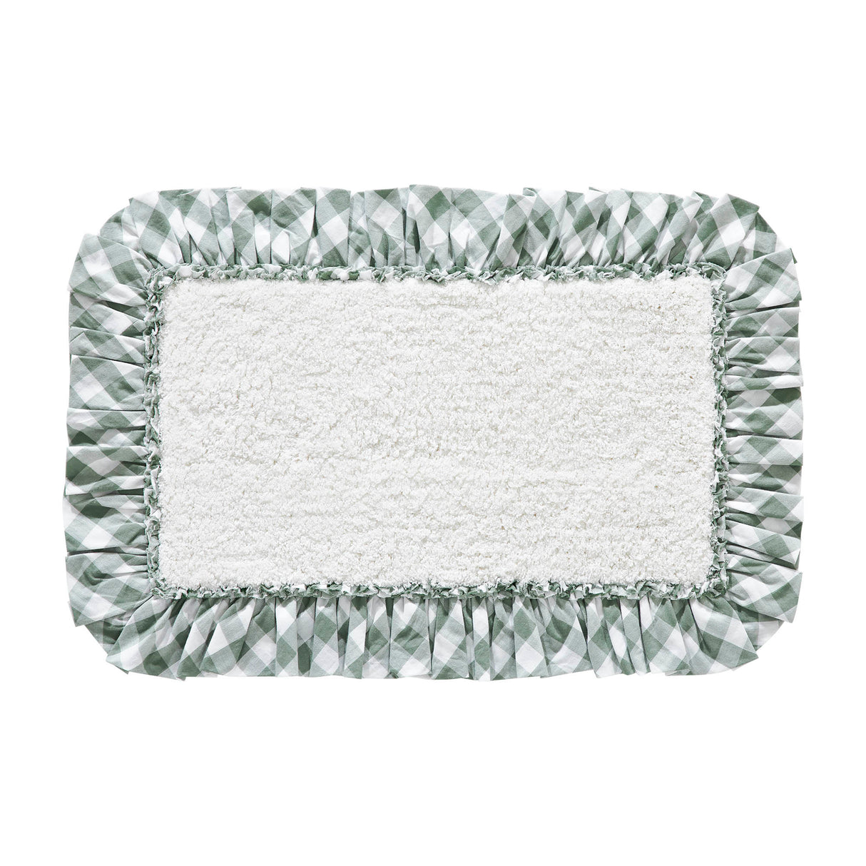 VHC Brands Annie Buffalo Check Sage Green 2pc Bathhmat Set, 20x30 and 27x48