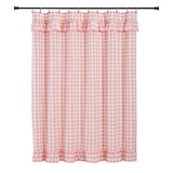 Annie Buffalo Coral Check Ruffled Shower Curtain 72x72