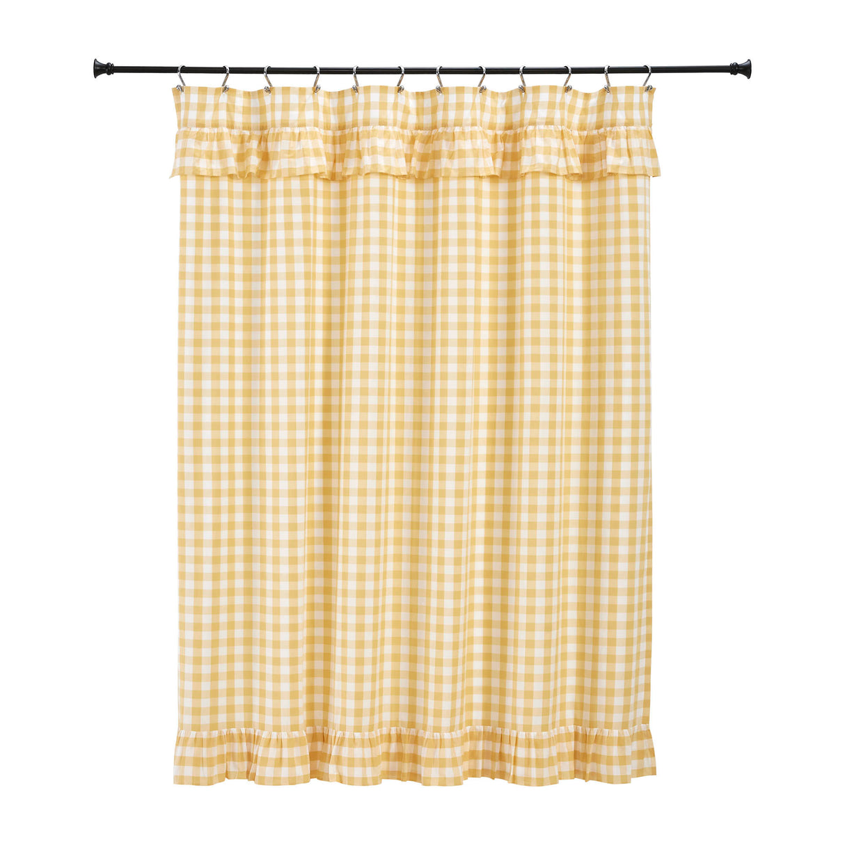 Annie Buffalo Yellow Check Ruffled Shower Curtain 72x72