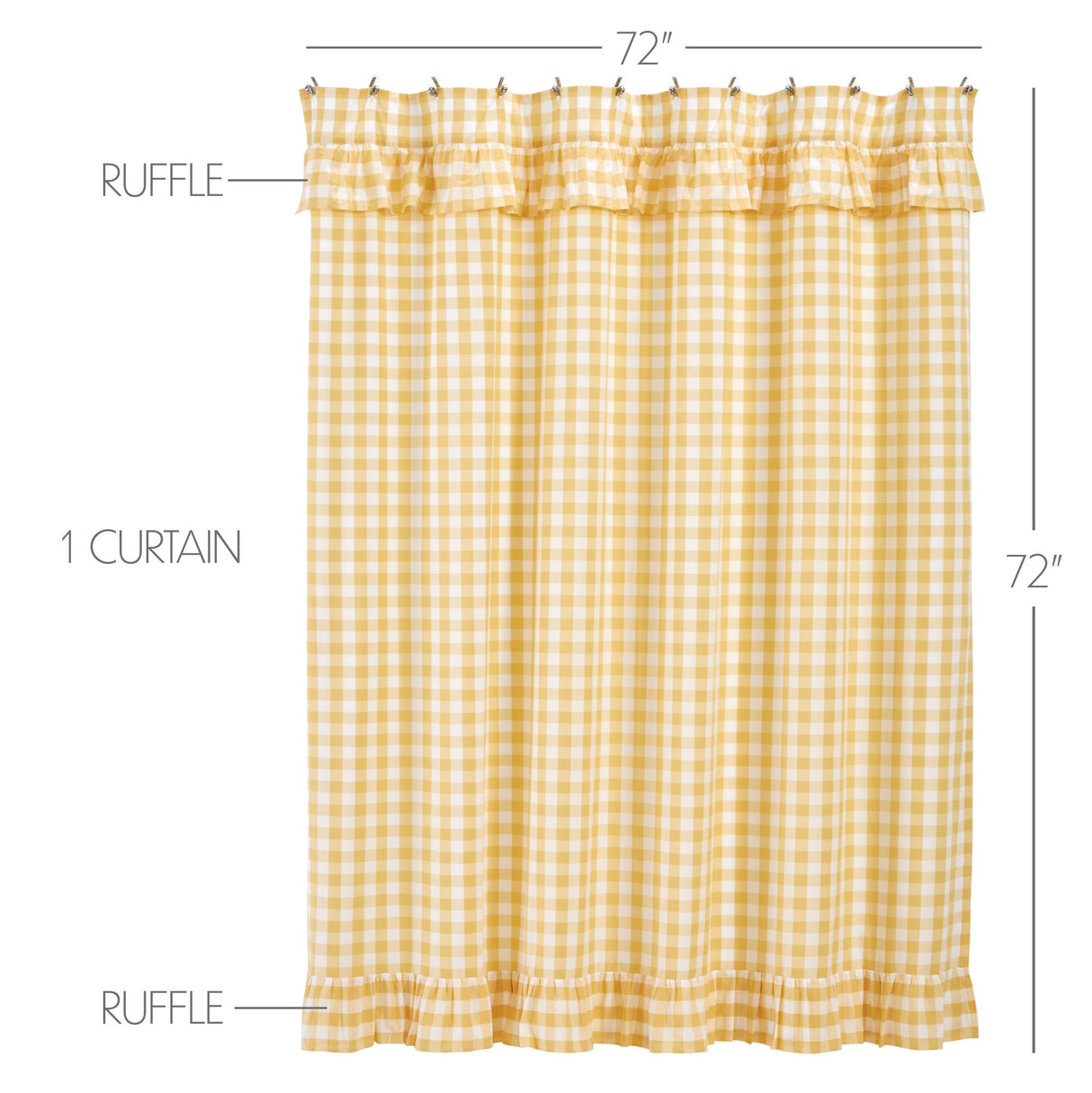 Annie Buffalo Yellow Check Ruffled Shower Curtain 72x72