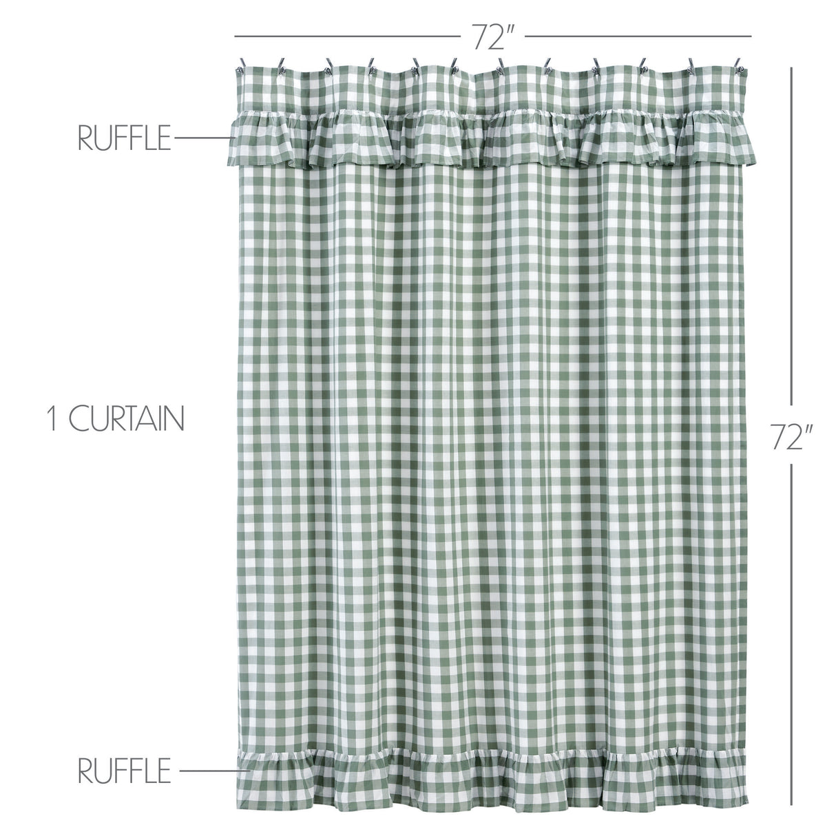 Annie Buffalo Green Check Ruffled Shower Curtain 72x72