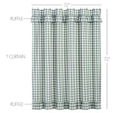 Annie Buffalo Green Check Ruffled Shower Curtain 72x72