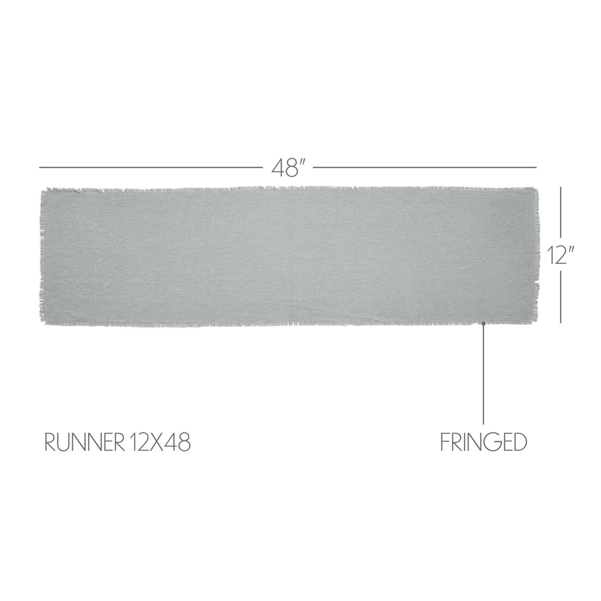 Burlap Dove Grey Runner Fringed 12x48