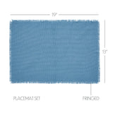 Burlap Blue Placemat Set of 6 Fringed 13x19, 12 Pack