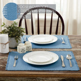 Burlap Blue Placemat Set of 6 Fringed 13x19, 12 Pack