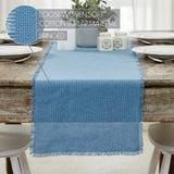 Burlap Blue Runner Fringed 12x48