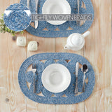 Celeste Blended Blue Indoor/Outdoor Placemat 13x19, 4 Pack 4 Pack