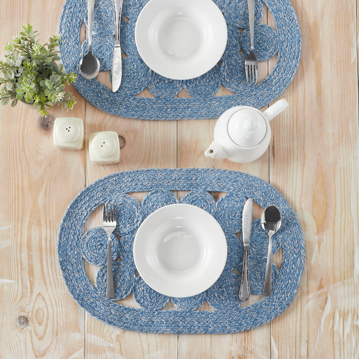 Celeste Blended Blue Indoor/Outdoor Placemat 13x19, 4 Pack 4 Pack