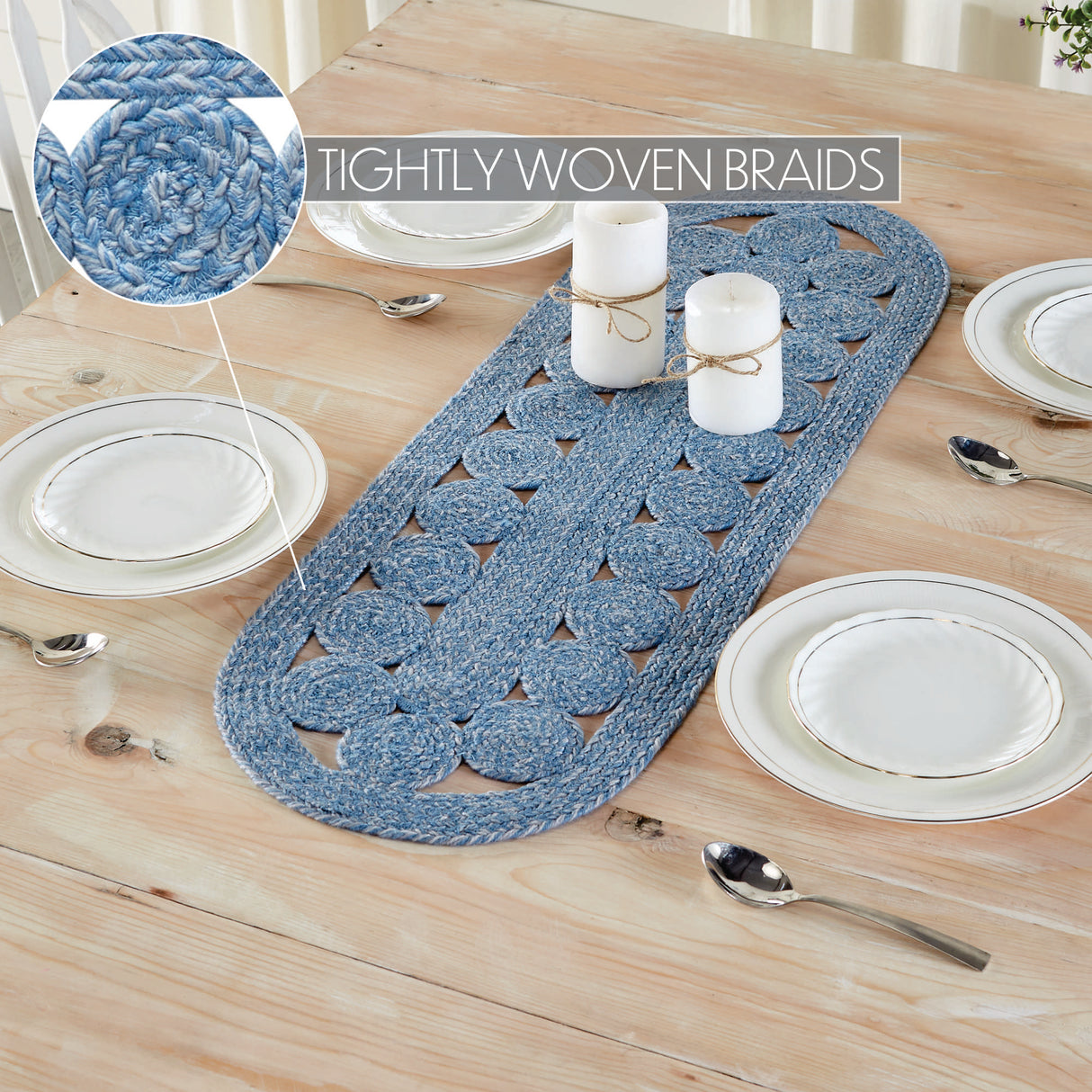 Celeste Blended Blue Indoor/Outdoor Runner Oval 12x36