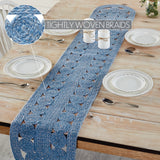 Celeste Steel Blue 12x72 Table Runner & 6 pc 13x19 Placemat Set