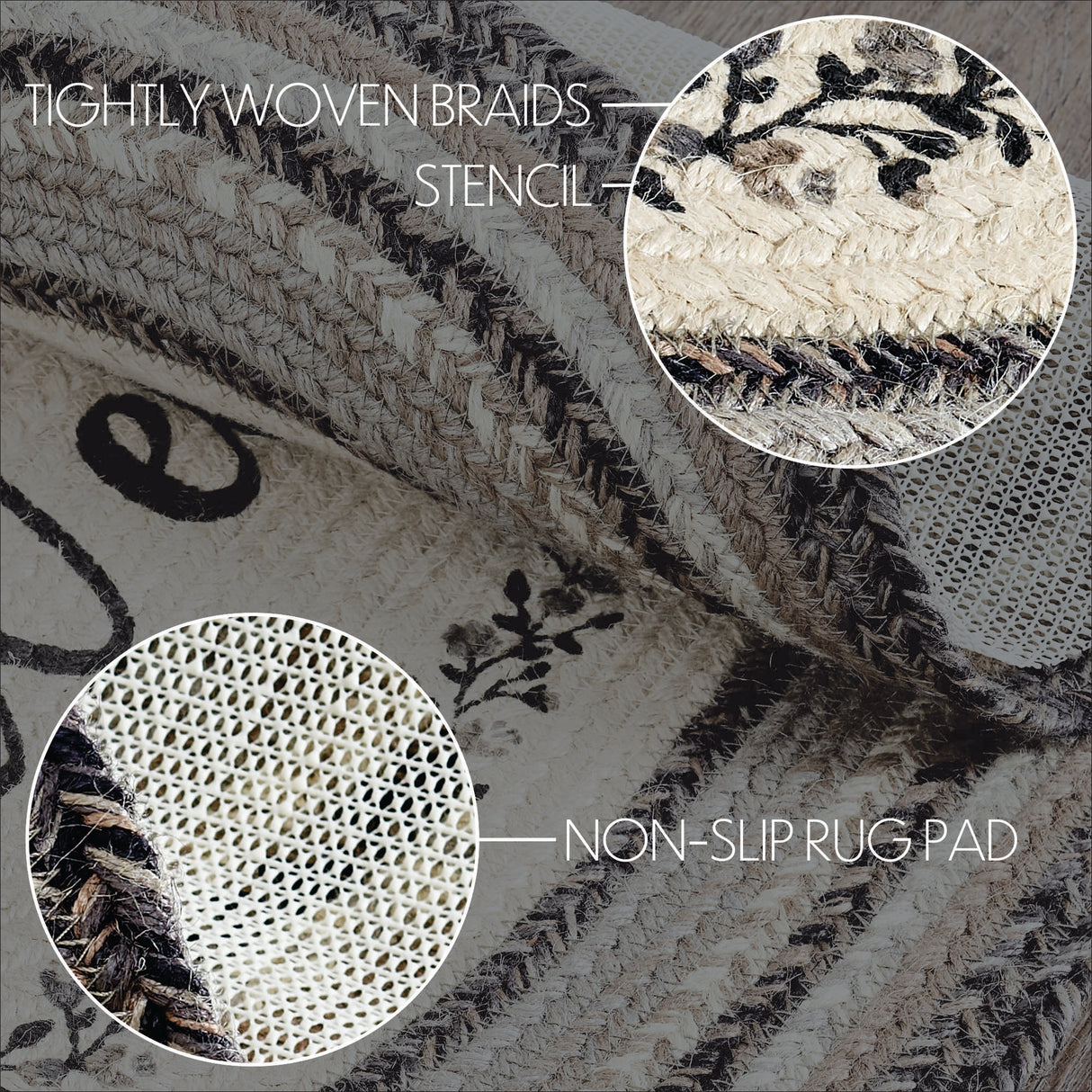 Floral Vine Jute Oval Rug Welcome 20x30