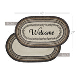Floral Vine Jute Rug Oval Welcome w/ Pad 27x48