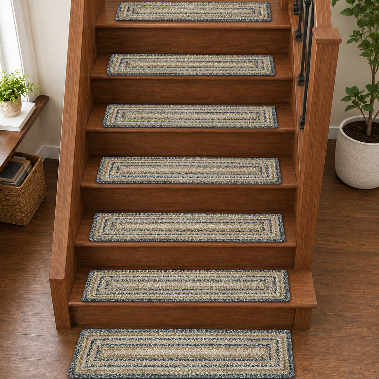 Kaila Jute Stair Tread Rect Latex 8.5x27, Set of 7
