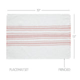 Antique White Stripe Coral Indoor/Outdoor Placemat Set of 6 13x19