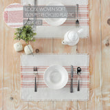 Antique White Stripe Coral 12x72 Table Runner & 6 pc 13x19 Placemat Set