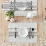 Antique White Stripe Dove Grey 12x72 Table Runner & 6 pc 13x19 Placemat Set