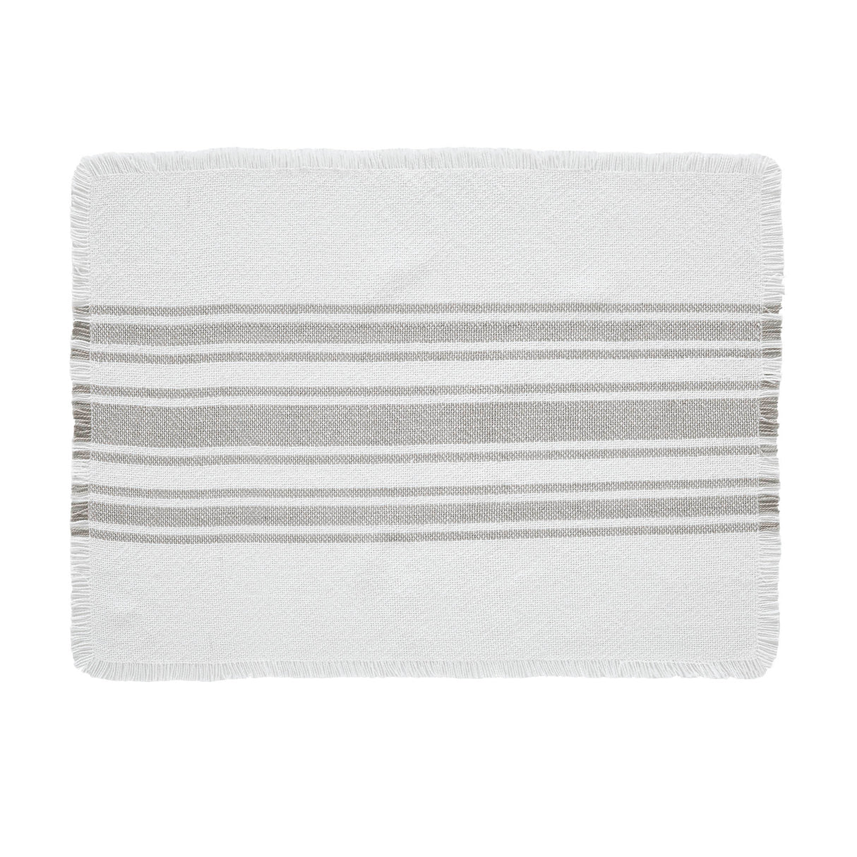 Antique White Stripe Farmhouse 13"x19" Placemat Set of 6 Grey Recycled Plastic (PET) Striped Water-Resistant Rect Kitchen Table Decor, 12 Pack