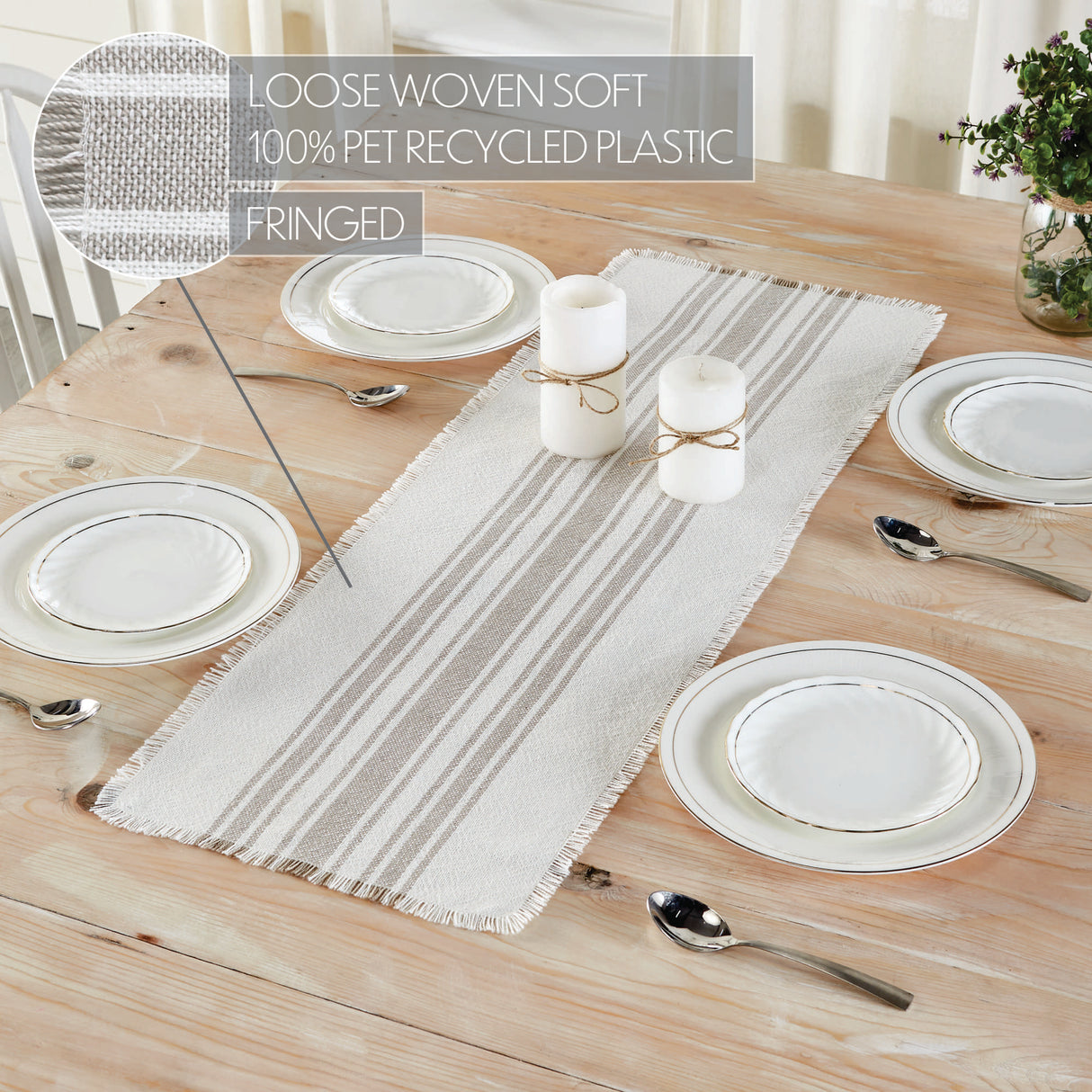 Antique White Stripe Dove Grey Indoor/Outdoor Runner 12x36