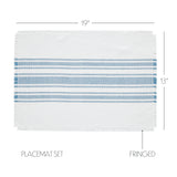 Antique White Stripe Blue Indoor/Outdoor Placemat Set of 6 13x19