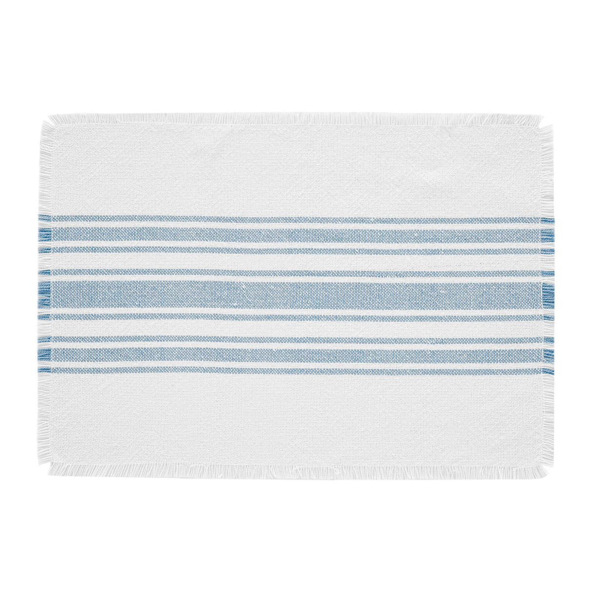 Antique White Stripe Farmhouse 13"x19" Placemat Set of 6 Blue Recycled Plastic (PET) Striped Water-Resistant Rect Kitchen Table Decor, 12 Pack