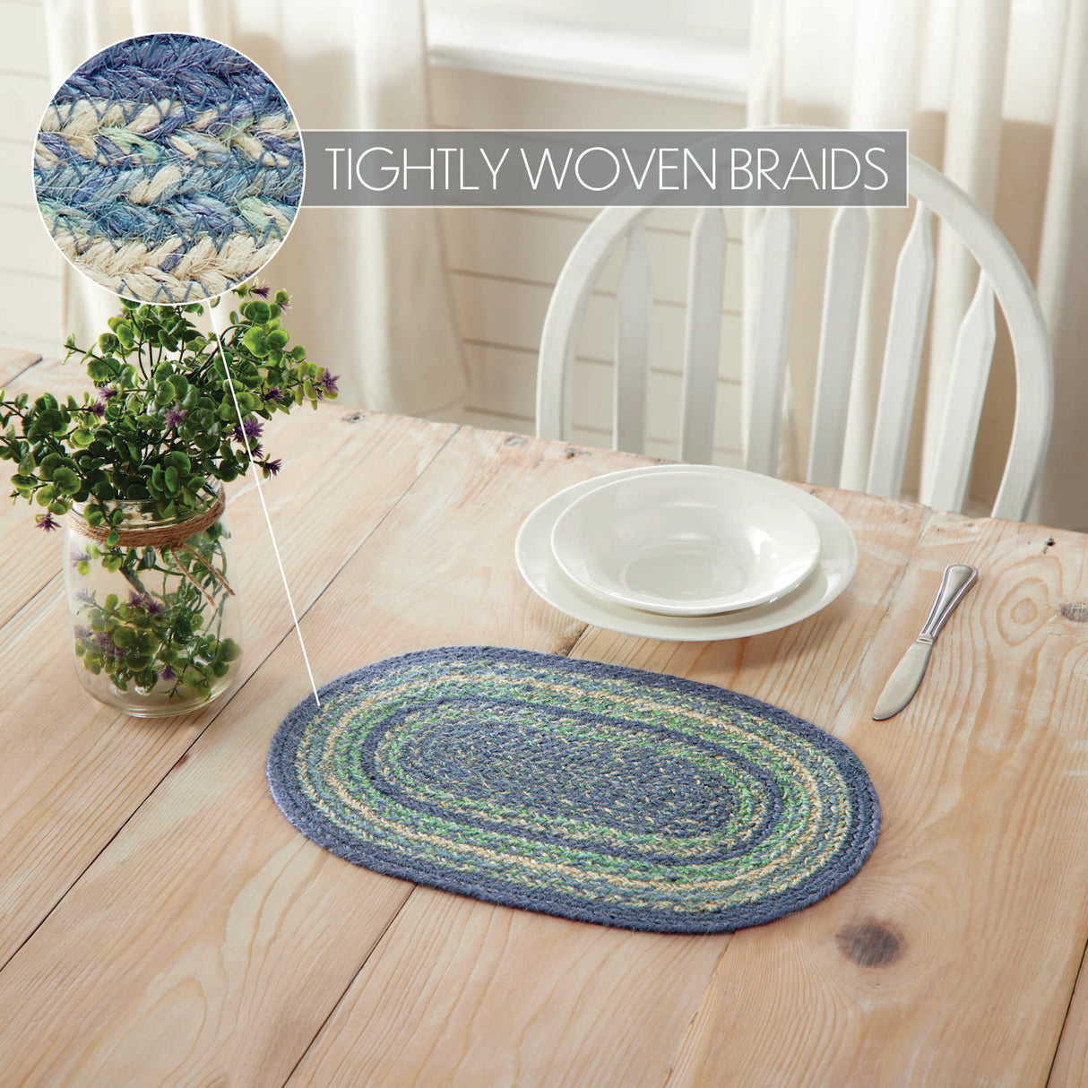 Jolie Jute Oval Placemat 10x15, 6 Pack 6 Pack