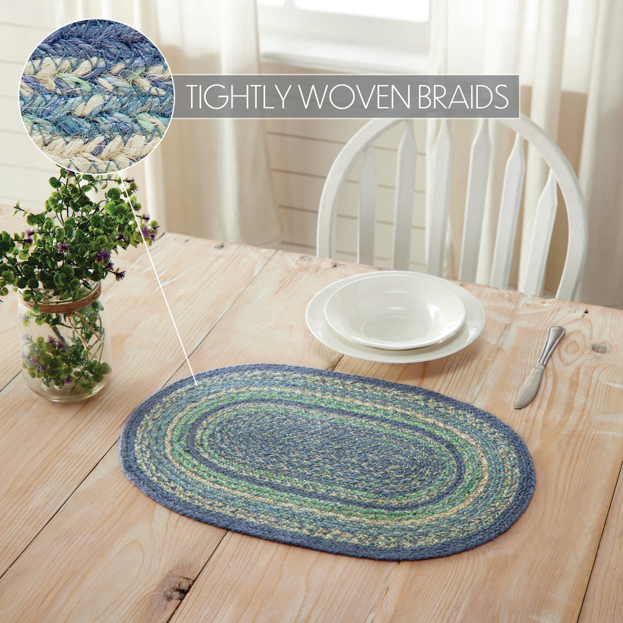 Jolie Jute Oval Placemat 13x19, 6 Pack 6 Pack