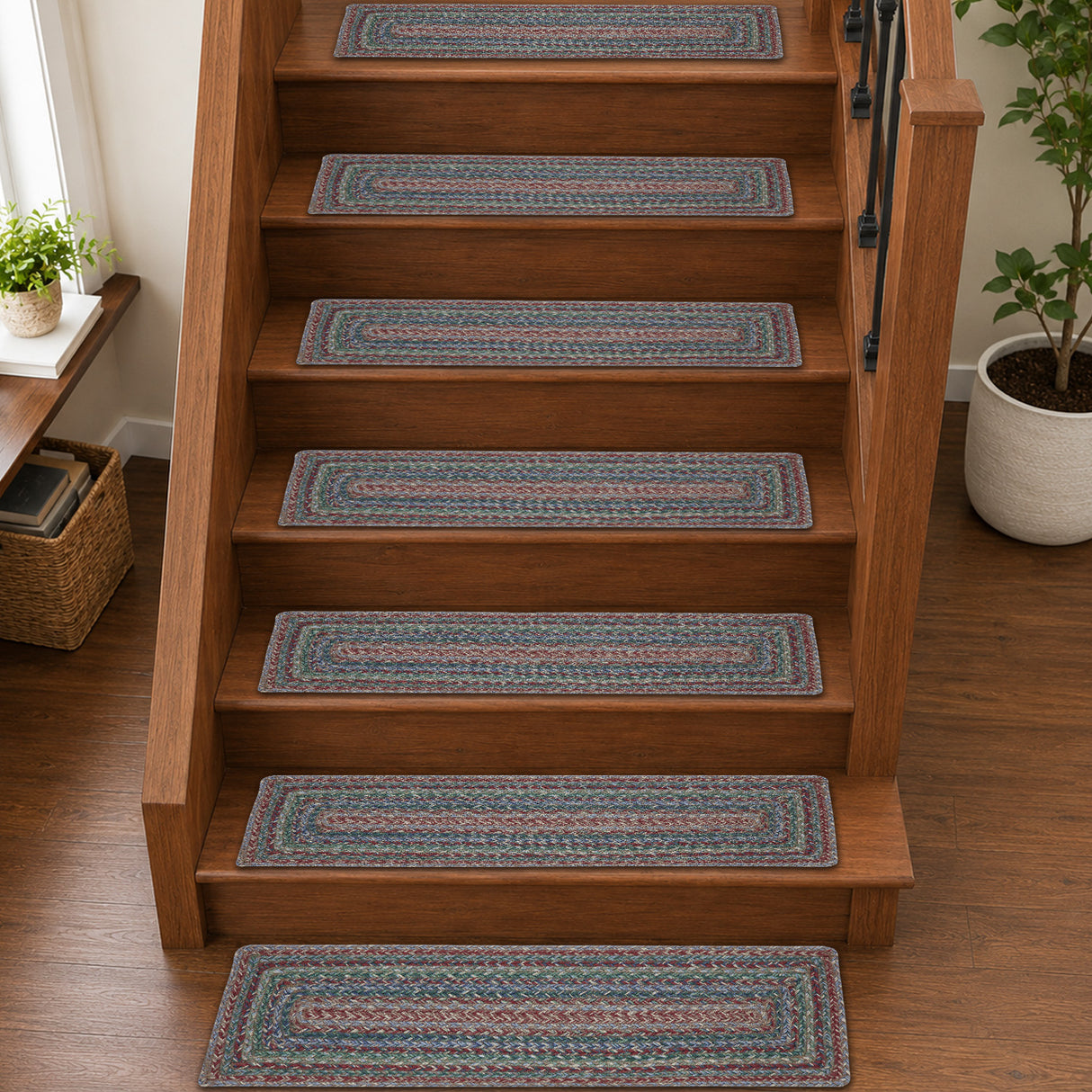 Multi Jute Stair Tread Rect Latex 8.5x27, Set of 7