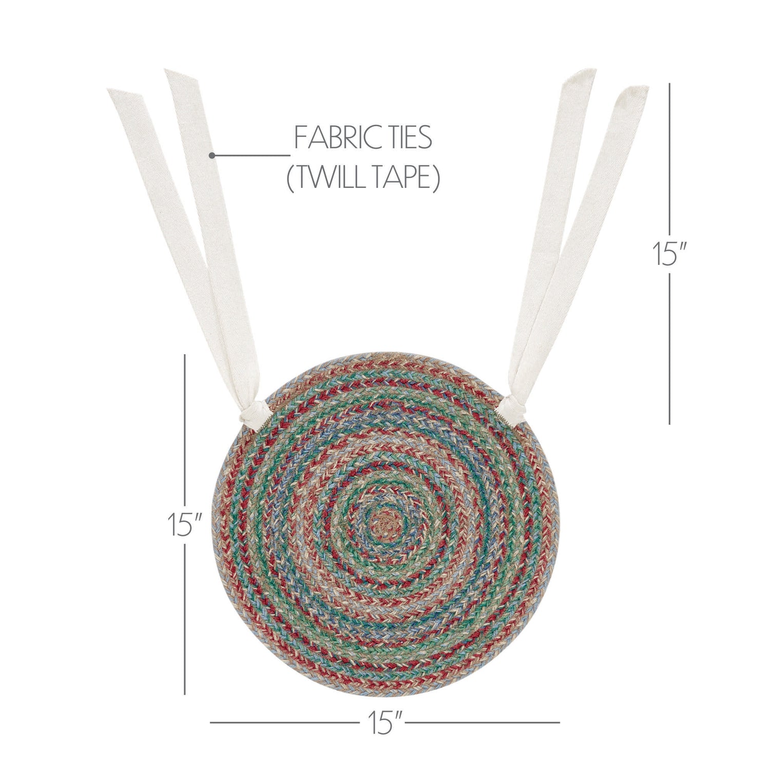 Multi Braided 15 Inch Jute Chair Pad