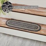 Sawyer Mill Black White Jute Stair Tread Oval Latex 8.5x27, Set of 7