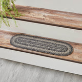 Sawyer Mill Black White Jute Stair Tread Oval Latex 8.5x27, Set of 7