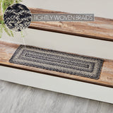 Sawyer Mill Black White Jute Stair Tread Rect Latex 8.5x27