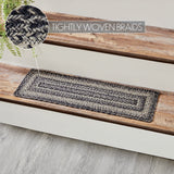 Sawyer Mill Black White Jute Stair Tread Rect Latex 8.5x27, Set of 7