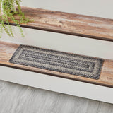 Sawyer Mill Black White Jute Stair Tread Rect Latex 8.5x27, Set of 7