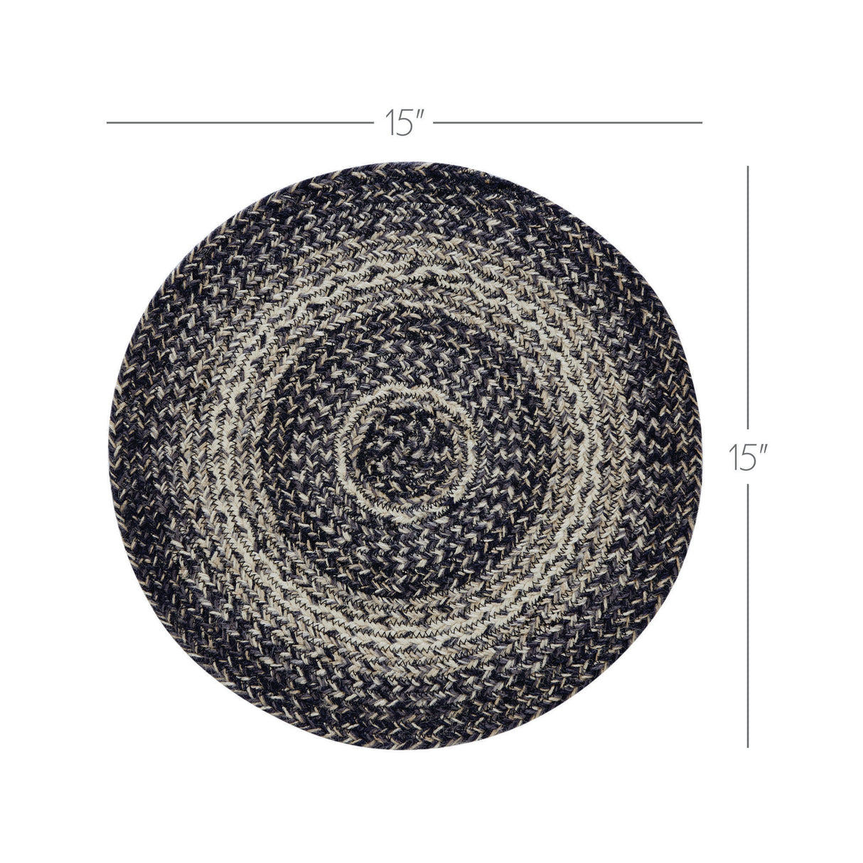 Sawyer Mill Black White Jute Trivet 15 inch Diameter, Set of 3