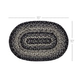 Sawyer Mill Black White Jute Oval Placemat 10x15, 8 Pack 8 Pack