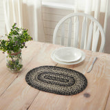 Sawyer Mill Black White Jute Oval Placemat 10x15, 4 Pack 4 Pack