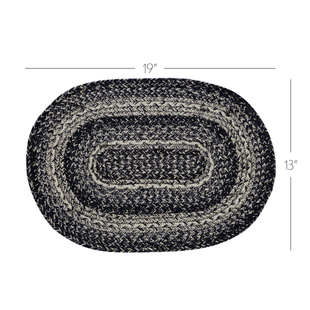 Sawyer Mill Black White Jute Oval Placemat 13x19, 4 Pack 4 Pack