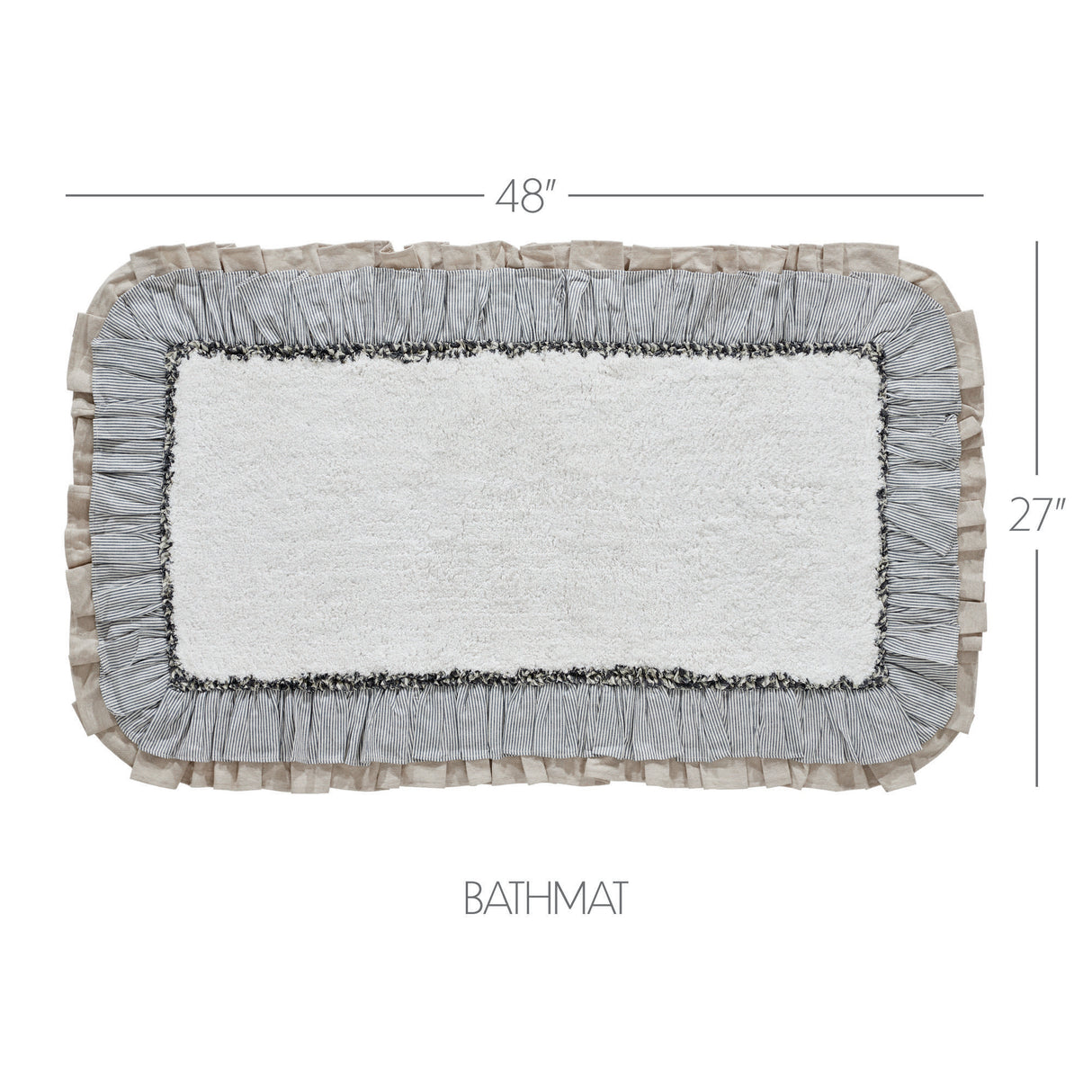 VHC Brands Ashmont Vintage White 2pc Bathhmat Set, 20x30 and 27x48