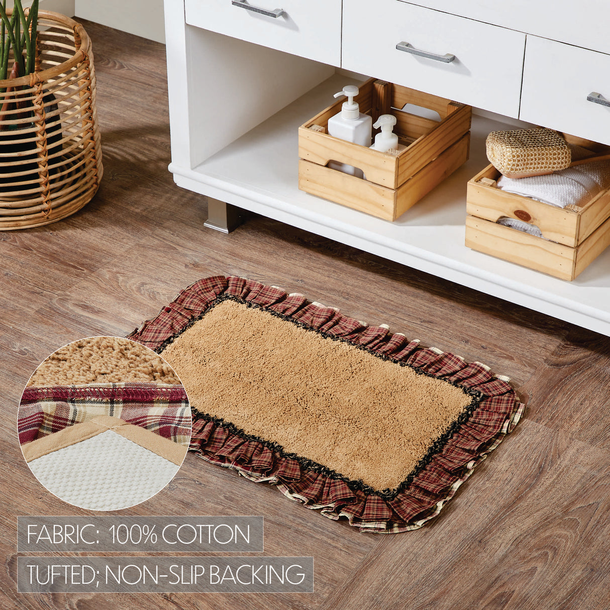 VHC Brands Beckham Burgundy 2pc Bathhmat Set, 20x30 and 27x48