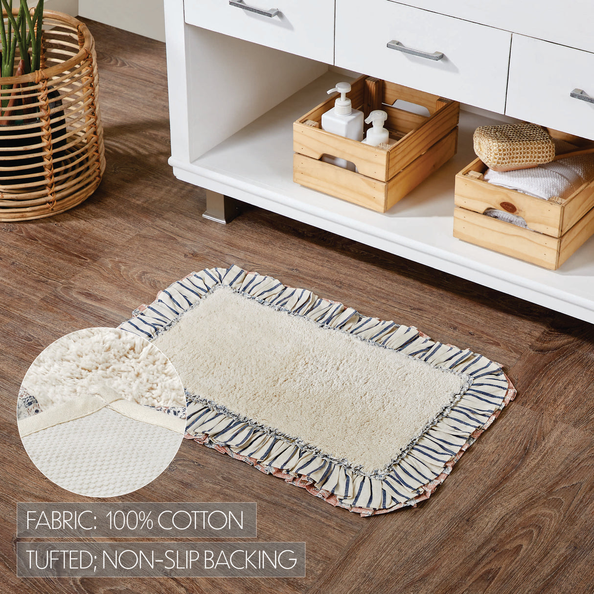 VHC Brands Kaila Creme 2pc Bathhmat Set, 20x30 and 27x48