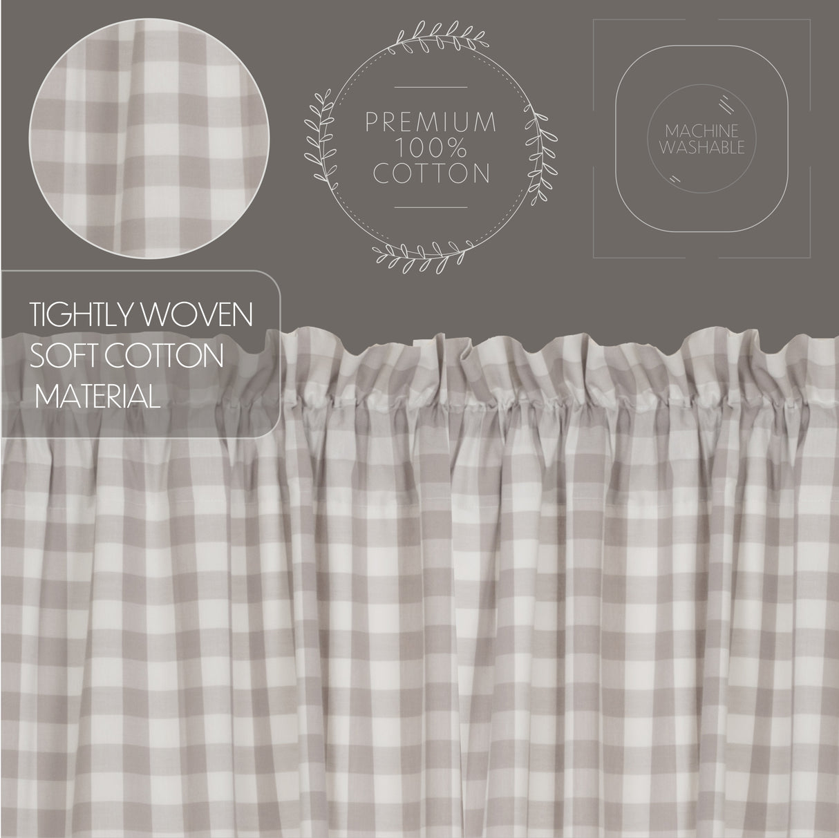 Annie Buffalo Grey Check Blackout Panel 84x50