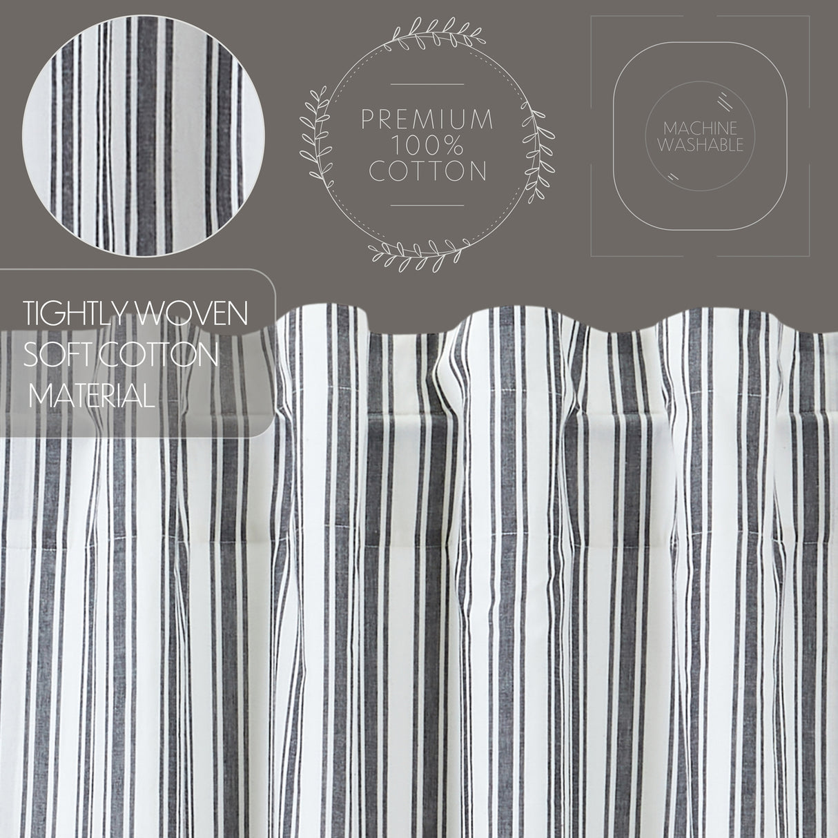 Sawyer Mill Black Ticking Stripe Blackout Panel 84x40
