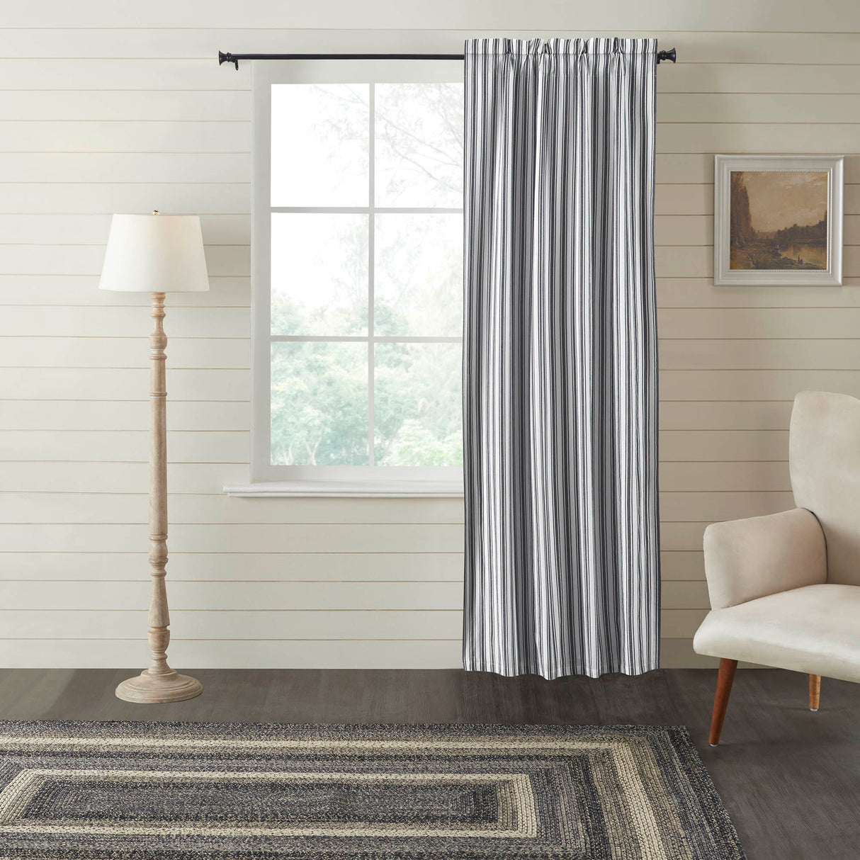 Sawyer Mill Black Ticking Stripe Blackout Panel 84x40