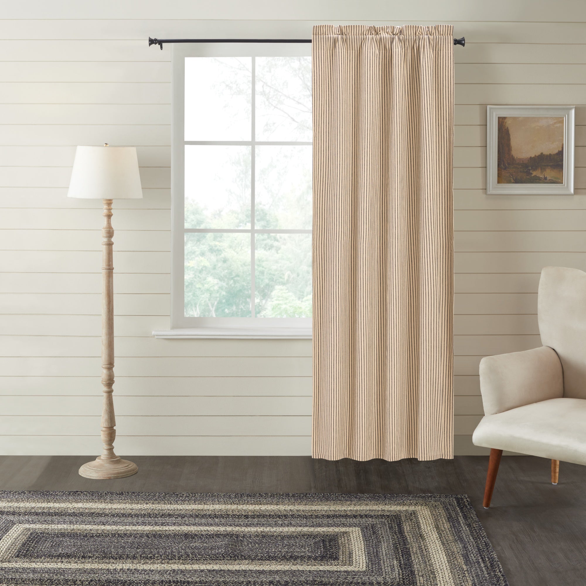 Sawyer Mill Charcoal Ticking Stripe Blackout Panel 84x40 – VHC